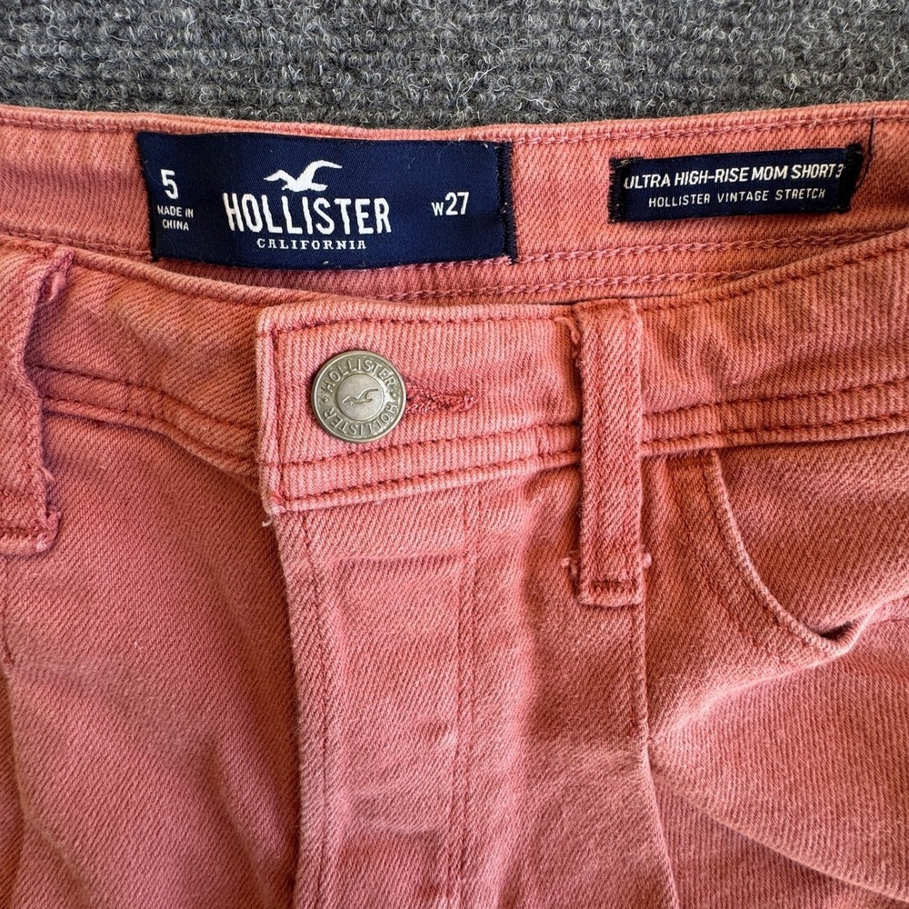 Hollister Pink High-Rise Rolled Hem Jean Shorts - Picture 2 of 5